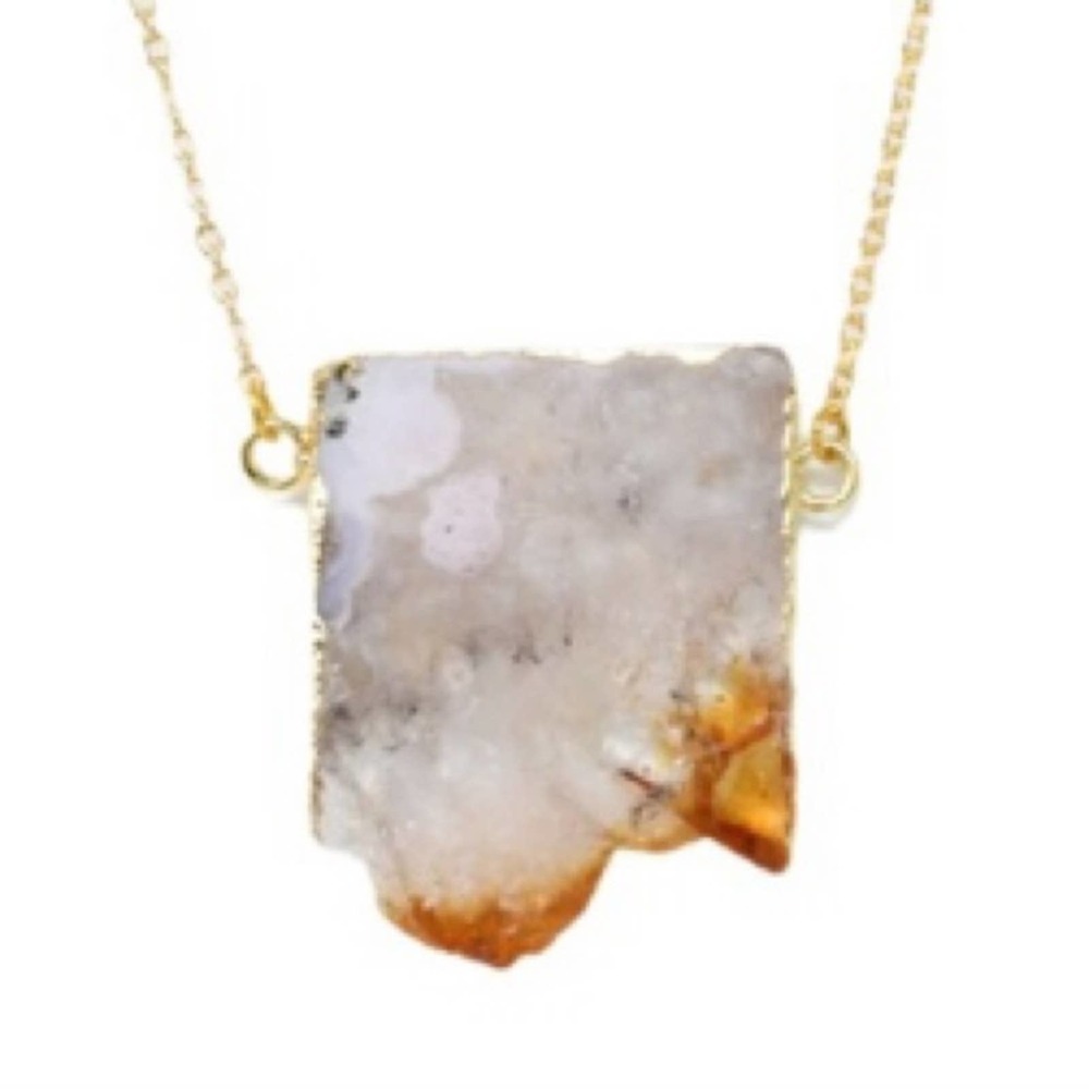 Natural Citrine Druzy Stone Necklace